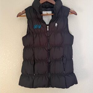 U.S. Polo Assn. Black Puffer Vest with Embroidered Details